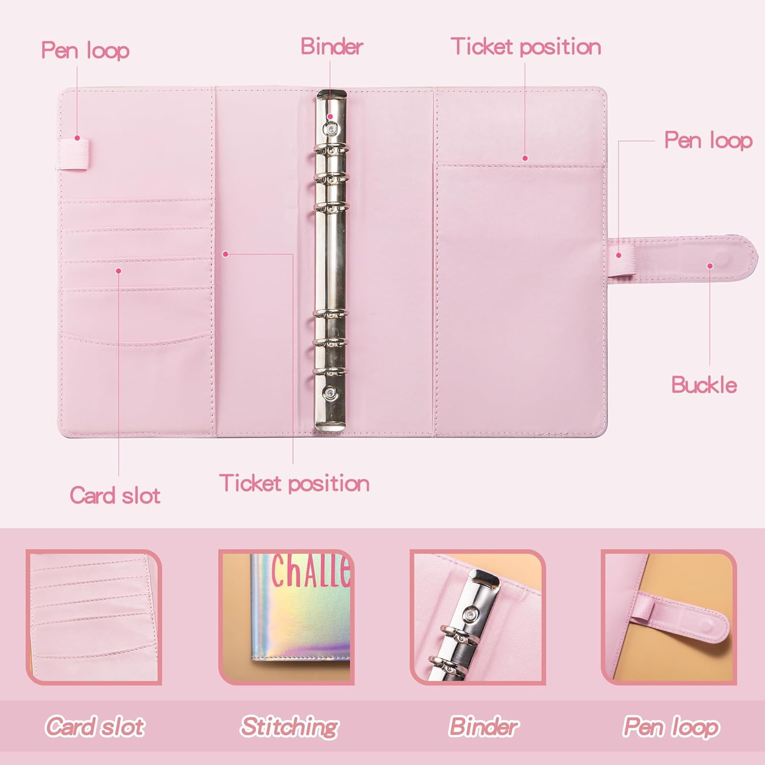 100 Envelopes Money Saving Challenge Binder - 100 Day Money Saving Challenge Book, A5 Savings Challenges Binder with Cash Envelopes and Challenge Trackers to Save $10,000, 5,050, and $500