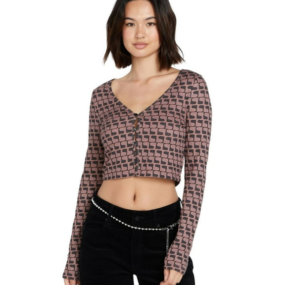 Volcom Womens Disco Rodeo Cropped Crop Top Blouse, Multicoloured, Medium