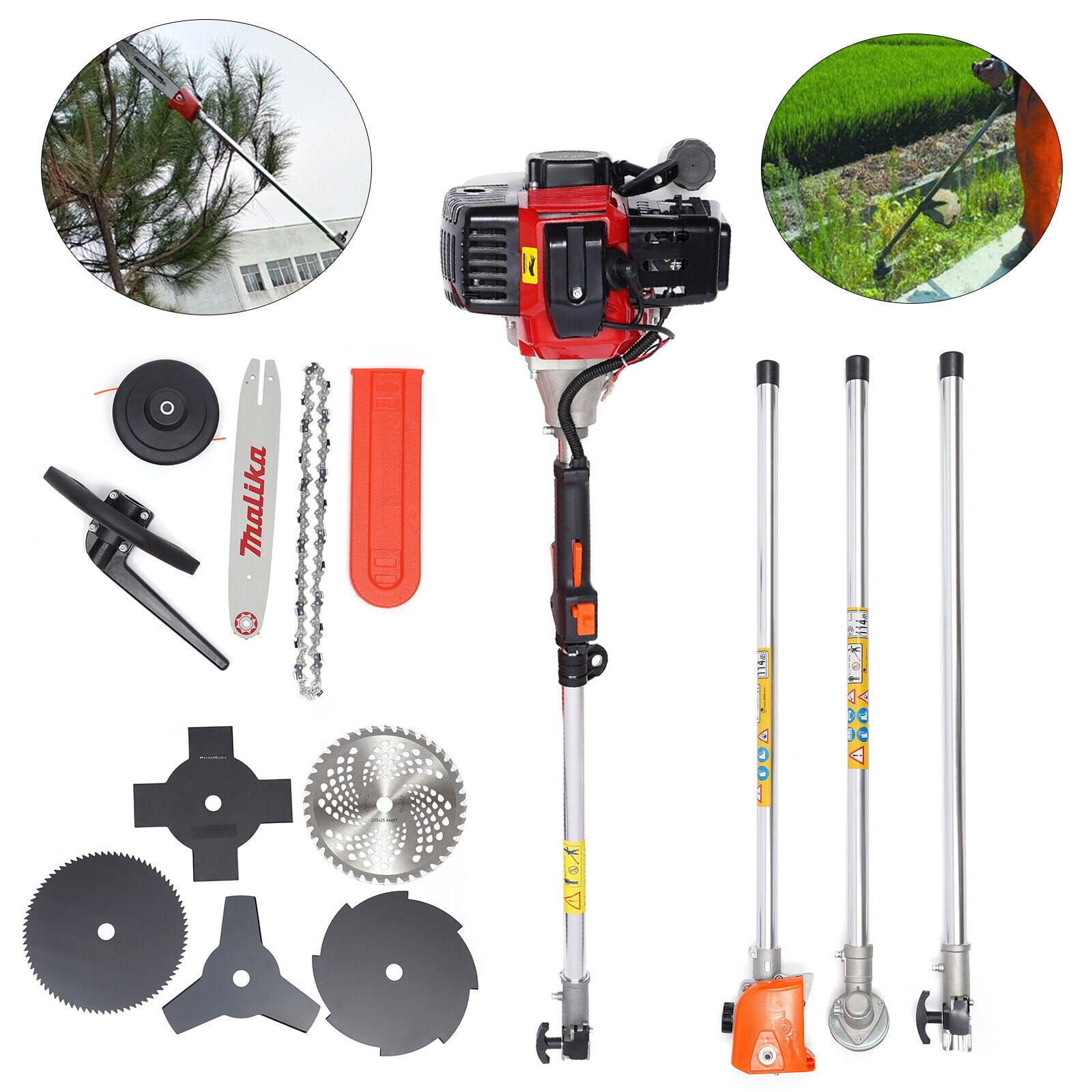 52cc String Trimmer Cordless Weed Wacker, Gasoline Power Grass Trimmer, Two-Stroke Mower for Garden 2800-3200r/Min