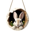 thumbnail image 4 of BotaniNest Easter Bunny Rabbit Hole Door Sign Wooden Easter For Festive Home & Party Entrance 30x30cm, 4 of 7