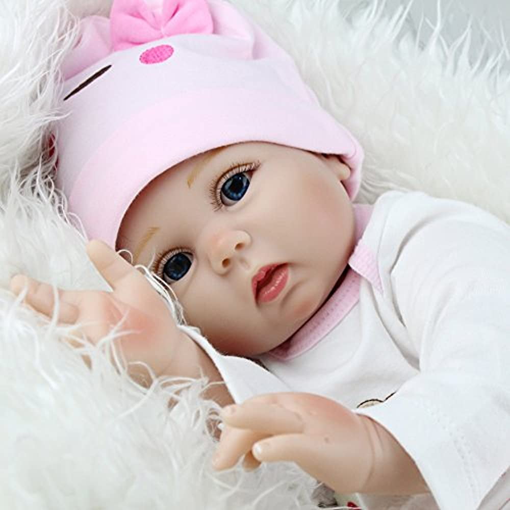 Reborn Toddler Dolls 18 Inch Realistic Girl Handmade Silicone Weighted Reborn Baby Doll Pink Outfit