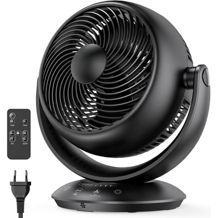 Air Circulator Desk Fan,11-Inch Quiet 35dB Oscillating Fan with 90? Vertical & Horizontal Rotation,Remote Control, Small Fan for Bedroom,Office & Indoor Air Circulation