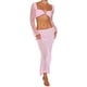thumbnail image 1 of Mujeres Y2K Hollow Out Falda de punto Conjuntos de manga larga Cuello cuadrado Crop Tops + Faldas largas Mujer Sexy Beach 2pcs Sets, 1 of 5