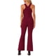 thumbnail image 3 of INSPIRAR CHIC Mono de Cuello Halter para Mujeres Sin Mangas de Cintura Alta con Corte en la Parte Inferior Pierna Acampanada Mono Elegante M Rojo Vino, 3 of 6