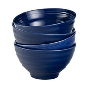 Woven Paths Farmhouse Stoneware Bowls, Blue, Set of 4