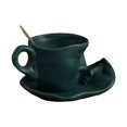 thumbnail image 2 of Taza de cerámica con diseño de rostro humano, 260 ml, para café, té, arte abstracto Verde, 2 of 9