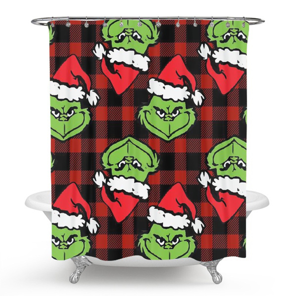 Shower Curtain Grinch Bathroom Decor Grinch Aesthetic Modern Fabric