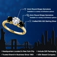 thumbnail image 2 of Gem Stone King 18K Yellow Gold Plated Silver White Created Sapphire and Black Diamond Engagement Ring for Women | 2.10 Cttw | Round 6MM | Gemstone September Birthstone | Size 7, 2 of 6