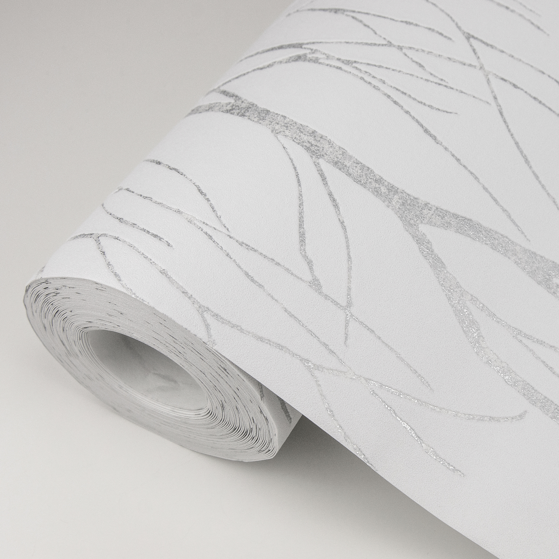Advantage Diani White Metallic Tree Unpasted Expanded Vinyl Wallpaper, 21-in by 33-ft, 57.8 sq. ft.