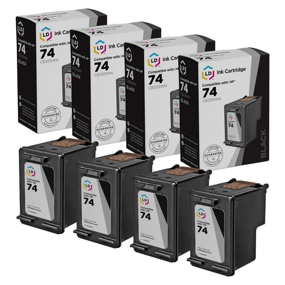 LD Products Compatible Replacement Ink Cartridges for HP CB335WN (HP 74) Black (4 pack)