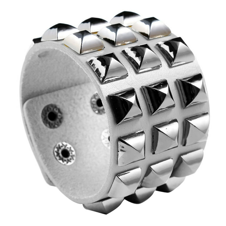 Anvazise Punk Men Women Club Square Rivet Studded Wide Cuff
