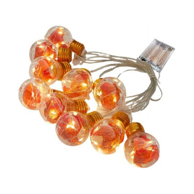 Cadena de luces LED de alambre para exteriores con 10 luces LED de 4 metros y bombilla de árbol de arce para decoración de linterna exterior para Halloween y Acción de Gracias