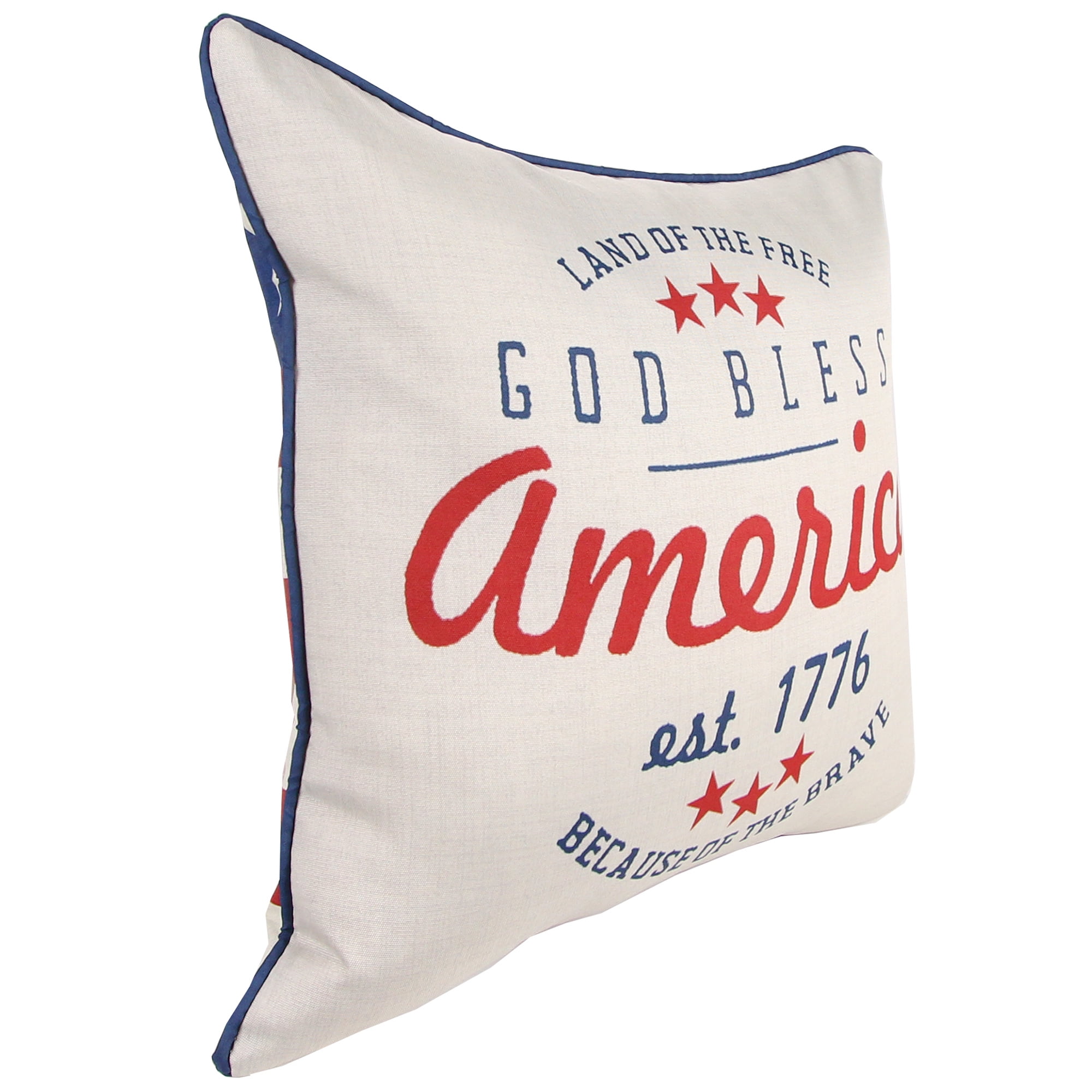 Jordan Manufacturing 18" x 18" Cream God Bless Reversible Outdoor Throw Pillow (2-Pack)