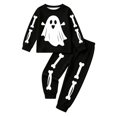thumbnail image 4 of Halloween Pajamsa Sets Skeleton Print Home Wear Outfits Set 2pcs Long Sleeve Top Matching Pants Cozy Fall Winter Sleepwear, 4 of 8