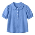 thumbnail image 3 of StSilkitty Cotton Linen Casual Shirts for Womens Puff Short Sleeve Collared Button up Blouses Summer Lightweight Trendy Tops, 3 of 8