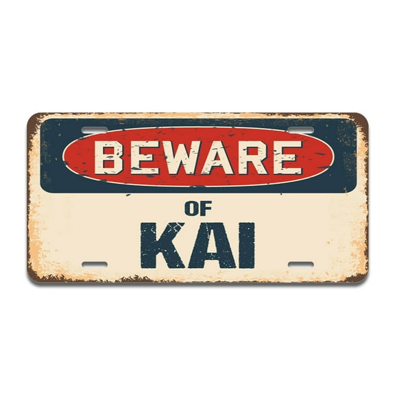 Beware of Kai Aluminum License Plate| License Plate 12" X 6" Fits Any Car, Truck, SUV, RV, or Trailer | Made in The USA