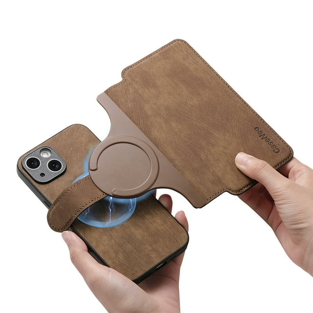 Innovative Magnetic Magsafe 2 - in - 1 Detachable Structure Mobile Phone Case for iphone 16 Series (brown,iphone 15)