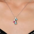 thumbnail image 3 of Gem Stone King 925 Sterling Silver Swiss Blue Topaz and Pink Created Sapphire Pendant for Women (1.70 Cttw, Gemstone November Birthstone, Heart Shape 5MM, 18 inch Chain), 3 of 6