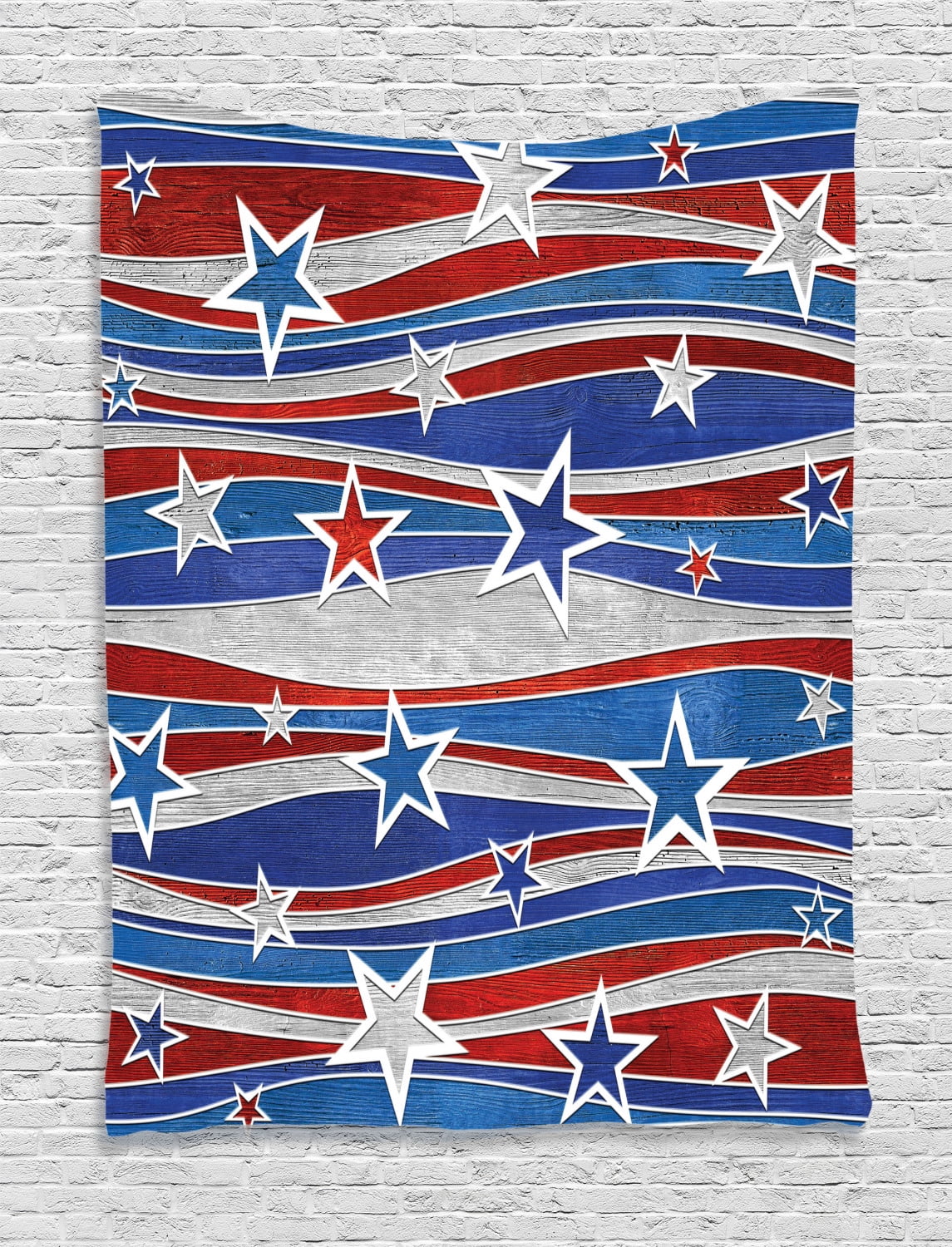 Rustic Home Decor Tapestry, Abstract Decor Pattern of Patriotic