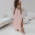 thumbnail image 4 of Efsteb Women's Maxi Dresses Summer Spaghetti Strap Wrap V-Neck Formal Dresses Ruched Bridesmaid Wedding Guest Maxi Dress Cocktail Gown （Pink，XL）, 4 of 8