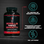 Gorilla Mind Smooth Cognitive Health Support, Stimulant Free Nootropic Formula for Productivity, Memory, Focus, and Mental Clarity, 90 Capsules