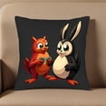 thumbnail image 5 of Set of 2 Throw Pillow Covers 18x18in - Cute Cartoon Red Squirrel & Black Rabbit Design for Couch Bed Car Decor, 5 of 8