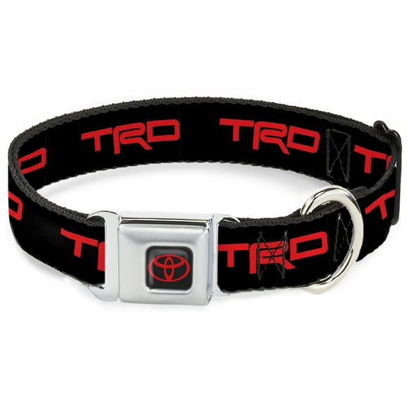 Toyota Pet Collar, Dog Collar Metal Seatbelt Buckle, Toyota Racing Development TRD Logo Black Red, 9.5 to 13 Inches 1.0 Inch Wide