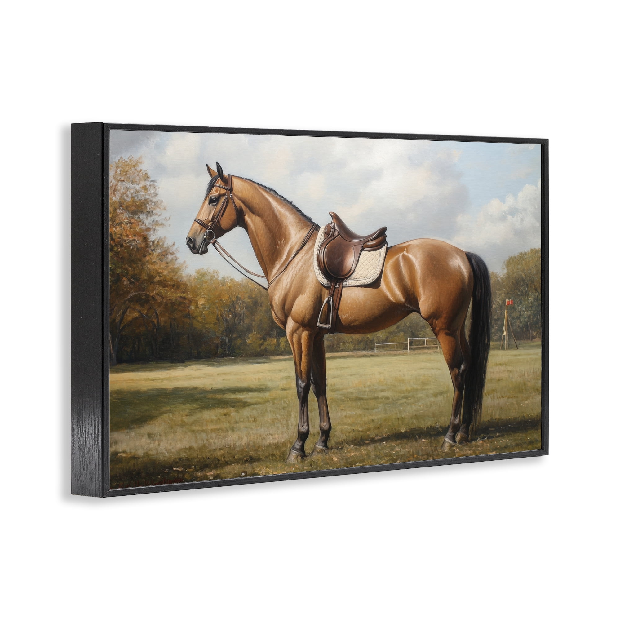 Stupell Industries Show Ready Horse with Saddle Black Framed Giclee Art, design by Petal Prints Design