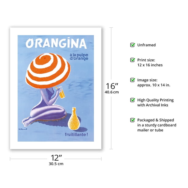 Orangina - Orange Sparkling Soda! - Vintage Advertising Poster by