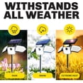 thumbnail image 6 of Bionic Flood Light 2 Pk Solar Lights Outdoor Waterproof, Ultra Bright 89 LEDs, 3 Heads Wide Angle Motion Sensor Outdoor Lights for Security, Wall, House, Spot Light, IP65 Waterproof – Stakes Included, 6 of 7