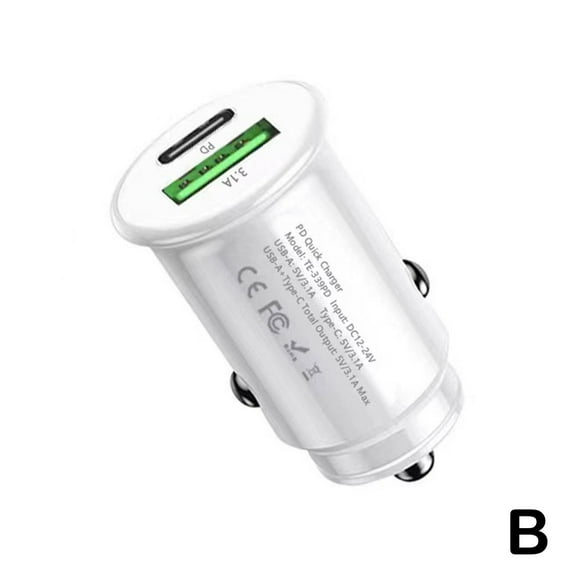 QC3.0 Car Charger Fast Charging Lighter Slot PD 20W USB Type C Charge NEW D7C8