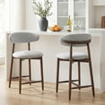 thumbnail image 4 of Mid Century Modern Kitchen Bar Stools Set of 2, Counter Height Stools with Curved Back and Wooden Frame,Upholstered Seat Lightgrey, 4 of 10