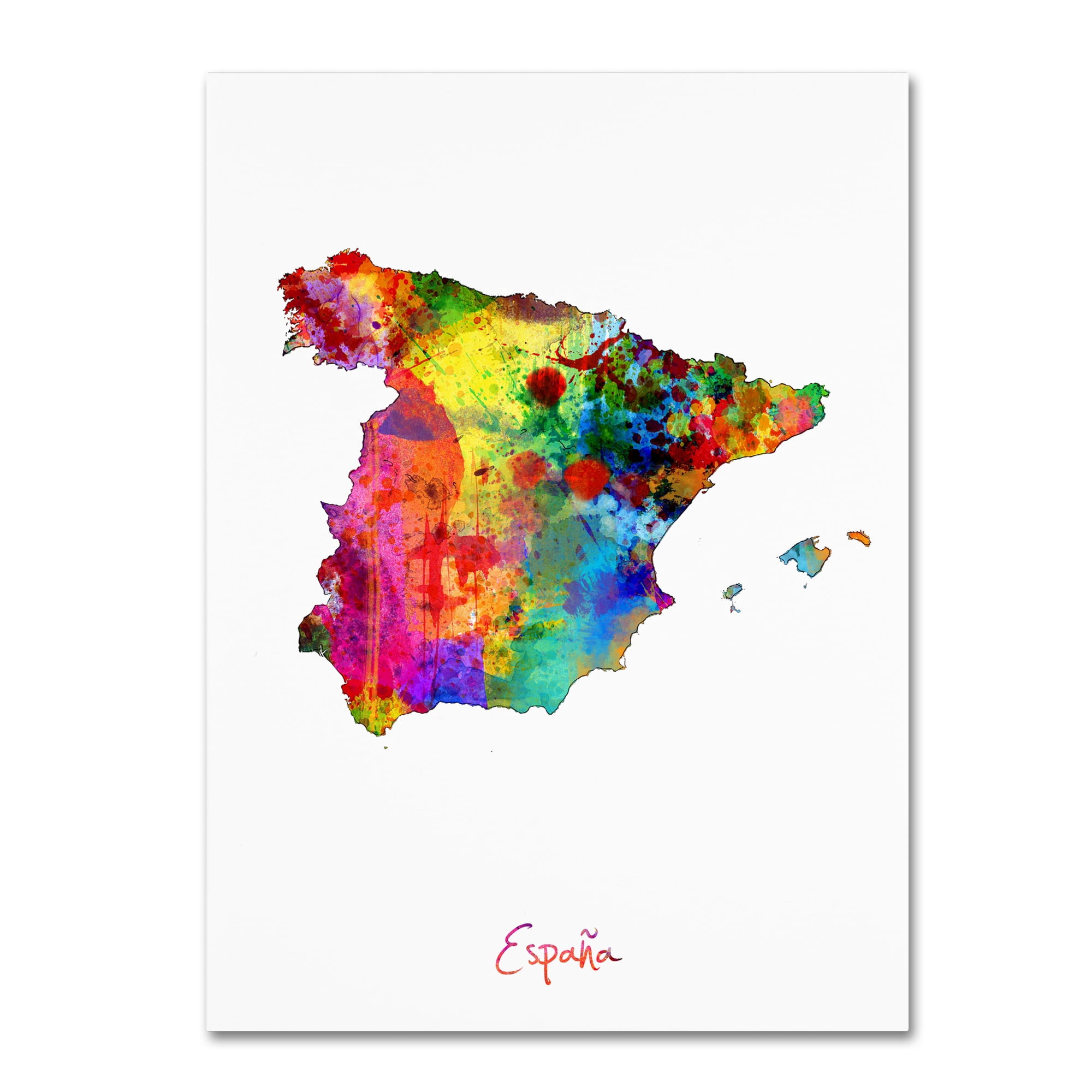 Trademark Fine Art "Spain Watercolor Map" Canvas Art by Michael Tompsett