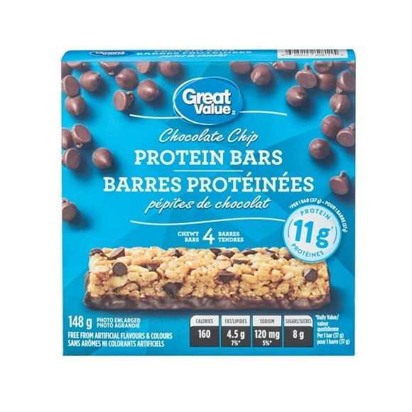 Great Value Chocolate Chip Protein Bars, 148 g