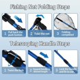 thumbnail image 4 of Telescoping Rubber Fishing Net with Handle 64"/46“ Long Silicone Large Fish Landing Net Kayak/Fishpond/Saltwater Extendable Fishing Gear Accessories, 4 of 7