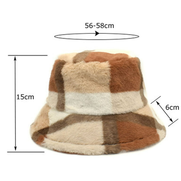PMUYBHF Adult Sun Hat Womens Packable for Travel with Chin Strap July 4Th  Plush Plaid Fishing Hat Female Korean Version of Outdoor Pot Hat Net Red  Winter Warm Hat 