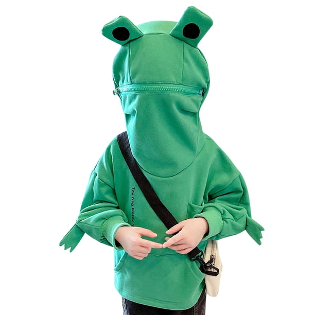Gibobby Sudaderas largas con capucha Niños bolsillo 3D niño pequeño bebé con grandes niños cremallera dibujos animados niñas pulóver con capucha niñas To(Verde, 6-7 Años)