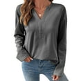 thumbnail image 2 of V-Neck Sweatshirt Women Casual Soft Fleece Pullover Tops Fall Sweatshirts Solid Color Long Sleeve Winter Shirt, 2 of 7