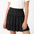 thumbnail image 5 of Gfyviroh Mini Skirts for Big Girls Stretch High Waisted Solid Ruffle Skirts Soft Comfy Cute Flared Layered Skirt,Size 5-15 Years, 5 of 6