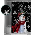 thumbnail image 3 of 72x78 Inch Shower Curtain Black Christmas Bathroom Decor Waterproof Fabric Bathtub Bath Curtains Decorative Snowflake Snowman Xmas Birds Berry Extra Long Shower Curtain Set with Hooks, 3 of 6