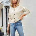 thumbnail image 5 of Women's Lightweight Button Down Cardigan Sweaters Ndbuld Women's Fashion Solid Color Long Sleeve Cardigan Knit Loose Button Coat Beige XL, 5 of 7