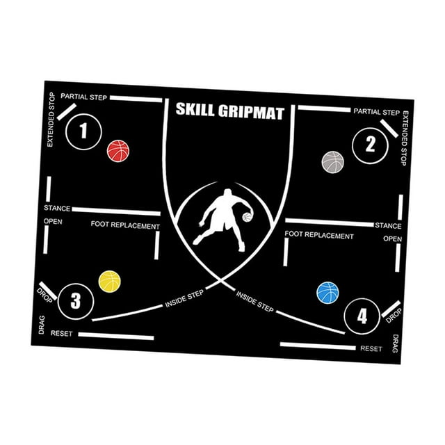 Colaxi Basketball Footwork Mat Basketball Dribbling Mat Nonslip Handling Indoor Dribble Trainer Basketball Footstep Mat White Line w Strap