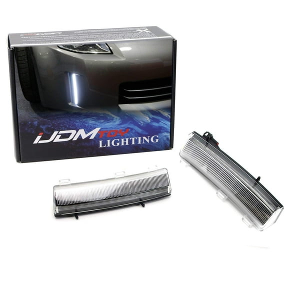 Clear Xenon White LED Daytime Running Lights For 06-09 Nissan 350z LCI, Exact Fit Front Bumper Reflector Replacement