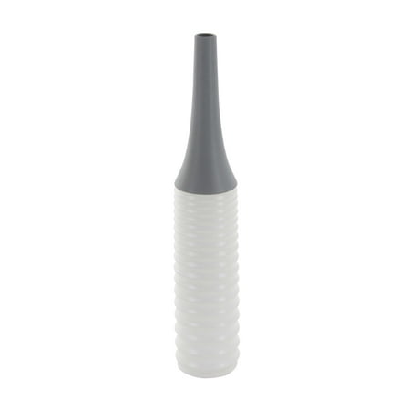 Ribbed Ceramic - Decmode Modern 32 X 6 Inch Ceramic Ribbed Vase