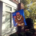 thumbnail image 2 of Longhair Chocolate and Cream Dachshund USA American Flag Canvas House Size, 2 of 5