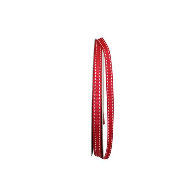 Reliant Ribbon 25133-065-15K 0.375 in. 50 Yards Grosgrain Saddle Stitch Ribbon, Red