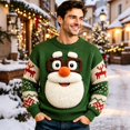 thumbnail image 3 of CONZONE Mens Christmas Sweaters Funny Santa Claus Embroidery Long Sleeve Knit Sweatshirt Crewneck Warm Fall Winter Pullover Knitwear, 3 of 5