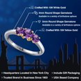 thumbnail image 2 of Gem Stone King 10K Two Tone Gold Purple Amethyst Engagement Ring for Women | 0.98 Cttw | Round 5MM | Gemstone February Birthstone | Size 5, 2 of 6