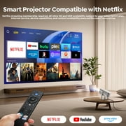 TOPTRO Smart Projector, Built-in Streaming Apps, Native 1080P Support 4K, Dolby Audio, Wi-Fi 6 & Bluetooth, Auto Focus & Keystone, 360° Rotatable Stand