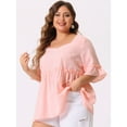 thumbnail image 2 of DARING DIVA Women's Plus Short Sleeve Sweetheart Neck Peplum Top 2X Pink, 2 of 6